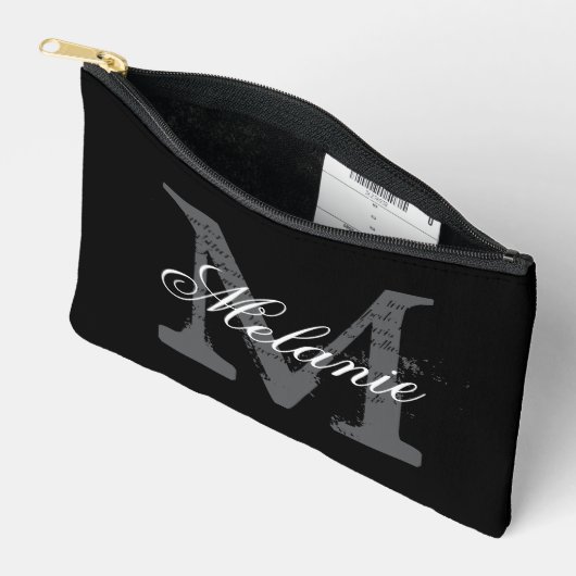 Personalized monogram small black cosmetic bag zubehörtasche (Offen)