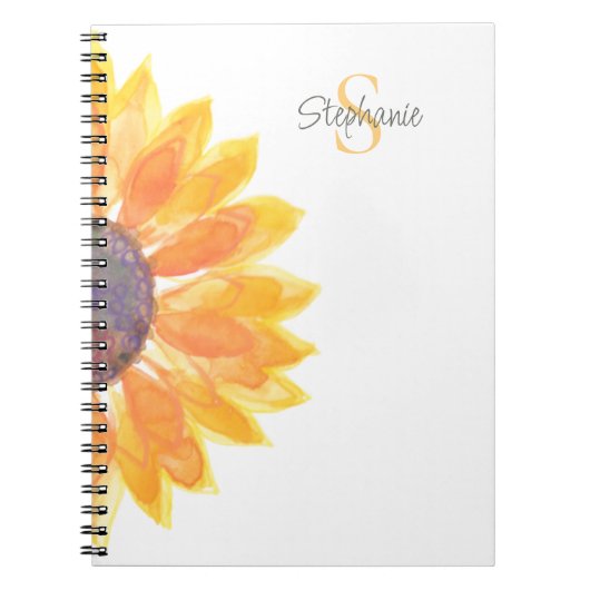 Personalized Monogram Sunflower Notizblock (Vorderseite)