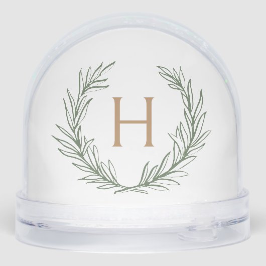 Personalized Monogram Wreath Christmas Photo Schneekugeln (Rückseite)