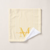 Personalized Monogram Yellow & White Stripes Badhandtuch Set (Waschlappen)
