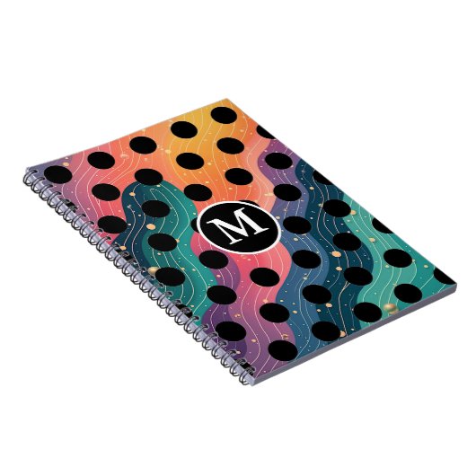 Personalized Monogrammed Black & White Polka Dots Notizblock (Rechte Seite)