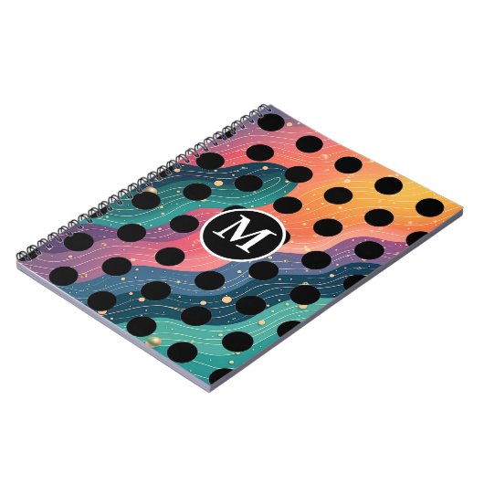 Personalized Monogrammed Black & White Polka Dots Notizblock (Linke Seite)