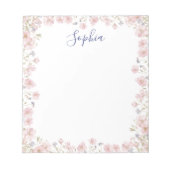 Personalized Monogrammed Pink Flowers Floral Notizblock (Vorderseite)