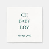 Personalized Moody Blue-Green Baby Boy Shower Serviette (Vorderseite)