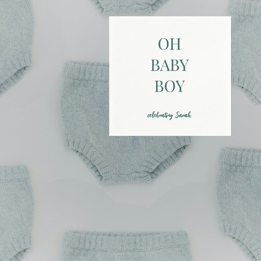 Personalized Moody Blue-Green Baby Boy Shower Serviette