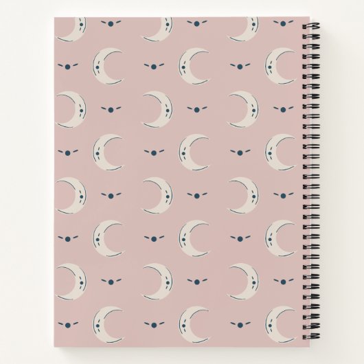 Personalized Moon Pattern Spiral Notebook 8.5x11 Notizblock (Rückseite)