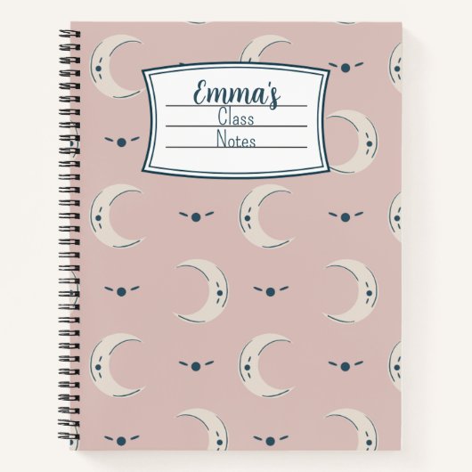 Personalized Moon Pattern Spiral Notebook 8.5x11 Notizblock (Vorderseite)
