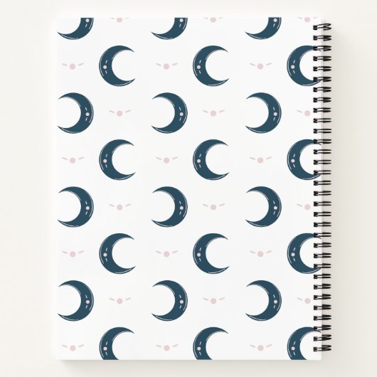 Personalized Moon Pattern Spiral Notebook 8.5x11 Notizblock (Rückseite)