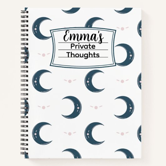 Personalized Moon Pattern Spiral Notebook 8.5x11 Notizblock (Vorderseite)