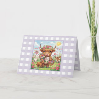 Personalized Mother’s Day Highland Cow Lavender Karte