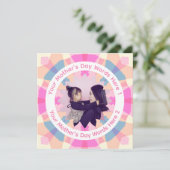 Personalized Mother’s Day Pink Star Mom Photo Card (Stehend Vorderseite)