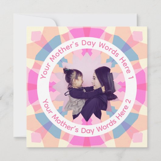 Personalized Mother’s Day Pink Star Mom Photo Card (Vorderseite)