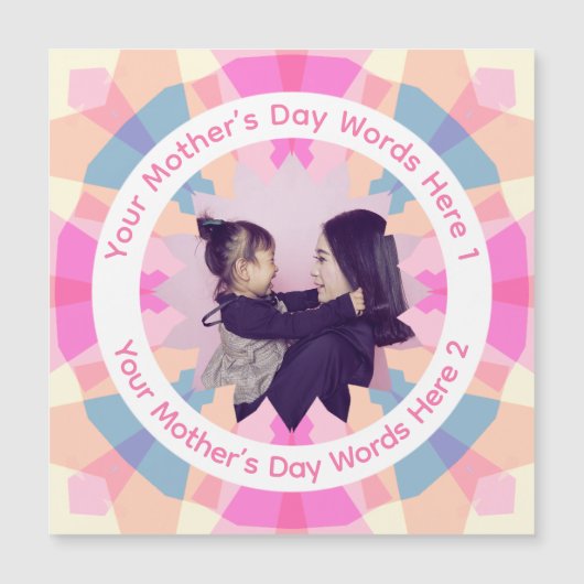 Personalized Mother’s Day Pink Star Mom Photo Card Magnetkarte (Vorderseite)
