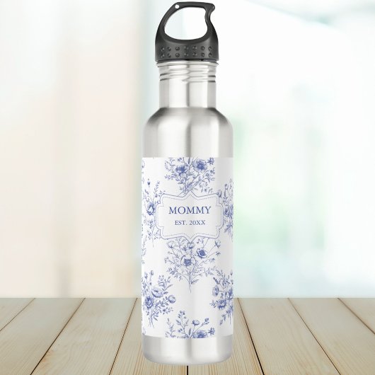 Personalized Mothers Day Blue Flowers Floral Edelstahlflasche