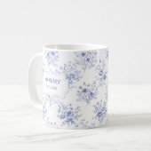 Personalized Mothers Day Blue Flowers Floral Kaffeetasse (Vorderseite Links)