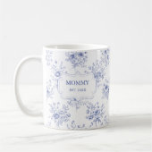 Personalized Mothers Day Blue Flowers Floral Kaffeetasse (Links)