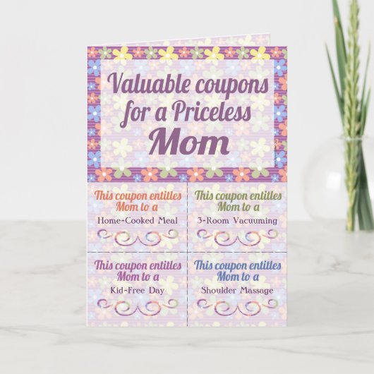 Personalized Mother's Day Coupons Karte (Vorderseite)