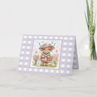 Personalized Mother's Day Highland Cow Gingham Karte