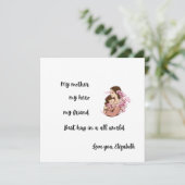 Personalized Mother's Day Mom's Hug Flat Card (Stehend Vorderseite)