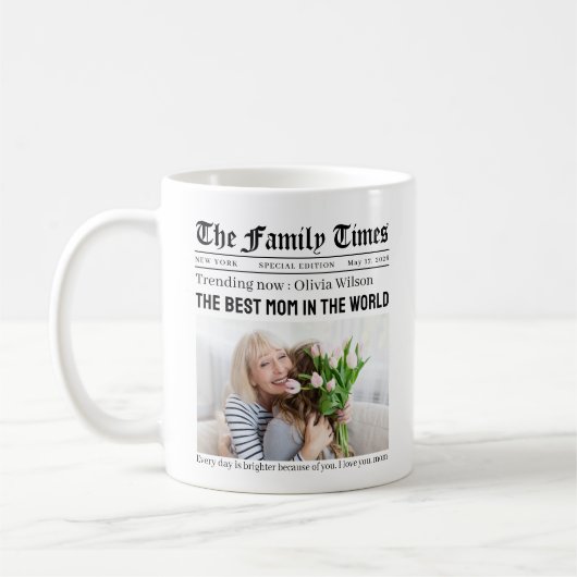 Personalized Mother's Day Newspaper Gift for Mom Kaffeetasse (Links)