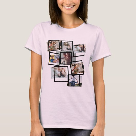 Personalized Mother's Day Photo Collage 9 Pictures T-Shirt (Vorderseite)