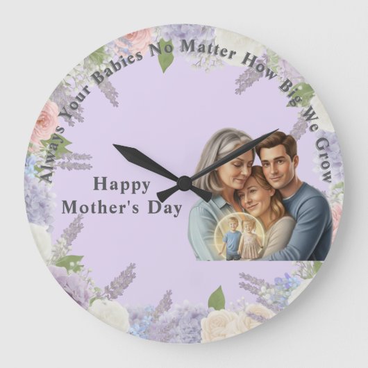 personalized mother's day photo  große wanduhr (Vorderseite)