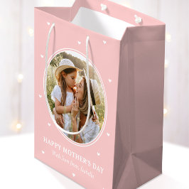 Personalized Mother's Day Photos Cute Pink White Mittlere Geschenktüte