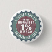 Personalized Motivational One Percent Influencer Button (Vorderseite)