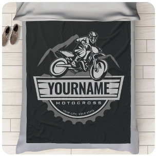 Personalized Motocross Rider Dirt Bike Hill Racing Fleecedecke