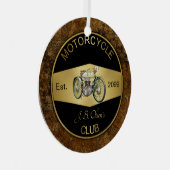 Personalized Motorcycle Club Black & Gold Ornament Aus Metall (Vorderseite Rechts)