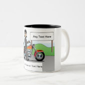 Personalized Motorcycle - Female Cartoon Zweifarbige Tasse (VorderseiteRechts)