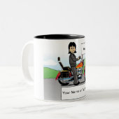 Personalized Motorcycle - Female Cartoon Zweifarbige Tasse (Vorderseite Links)