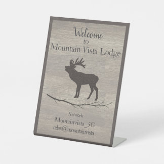 Personalized Mountain Lodge Guest WiFi Sign Sockelschild
