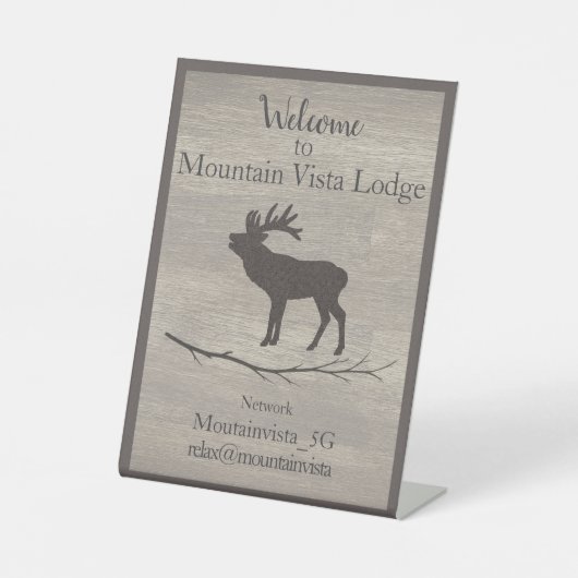 Personalized Mountain Lodge Guest WiFi Sign Sockelschild (Vorderseite)