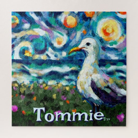 Personalized Möwe im Stil von Van Gogh Strand Puzzle (Vertikal)