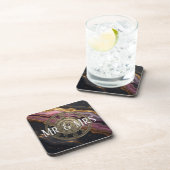 Personalized Mr & Mrs Agate Pink Romantic Luxury Getränkeuntersetzer (Rechte Seite)