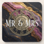 Personalized Mr & Mrs Agate Pink Romantic Luxury Getränkeuntersetzer (Vorderseite)