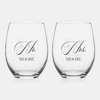 Personalized Mr. & Mrs. Stemless Wine Glass Weinglas Ohne Stiel