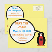 Personalized Ms. Penguin Albania Ankündigungspostkarte (Vorne/Hinten)