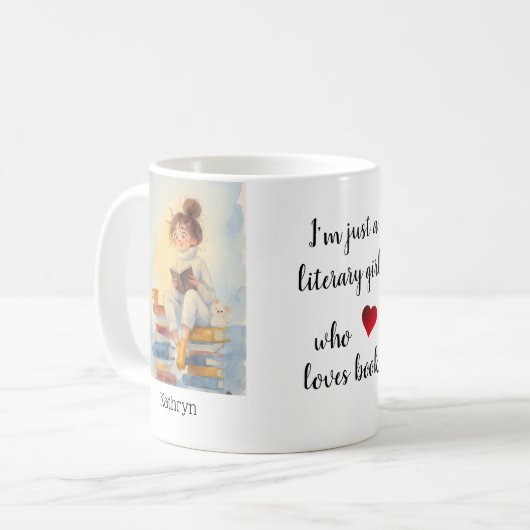 Personalized Mug "Literary Girl" Kaffeetasse (Vorderseite Links)