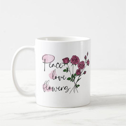 Personalized Mug Peace Love Flowers Kaffeetasse (Links)