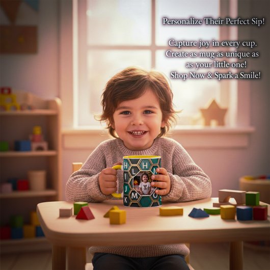 Personalized Mug with Custom Kid Photo A-Z letters Tasse