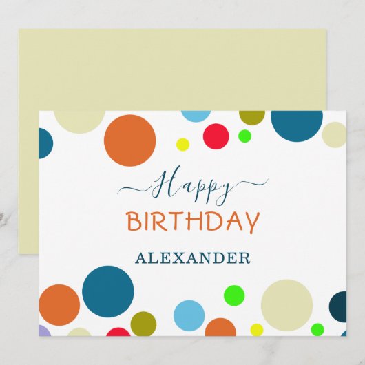 Personalized Multicolor Happy Birthday Card (Vorne/Hinten)