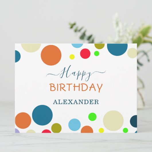 Personalized Multicolor Happy Birthday Card (Stehend Vorderseite)