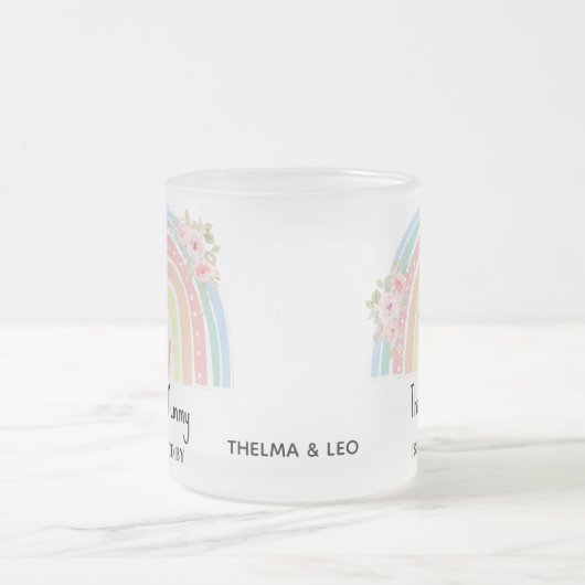 Personalized Mum's Rainbow & Floral Mug Mattglastasse (Mittel)