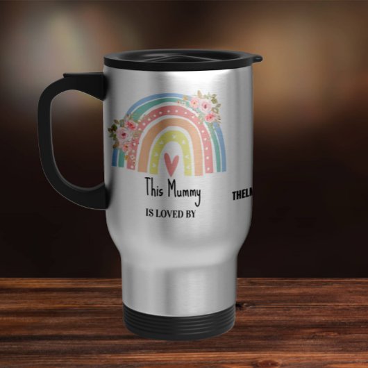 Personalized Mum's Rainbow & Floral Mug Reisebecher