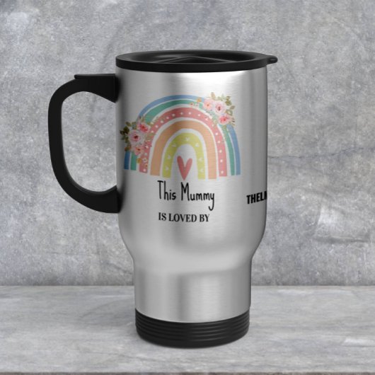 Personalized Mum's Rainbow & Floral Mug Reisebecher