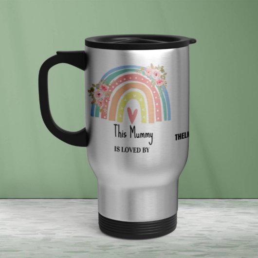 Personalized Mum's Rainbow & Floral Mug Reisebecher