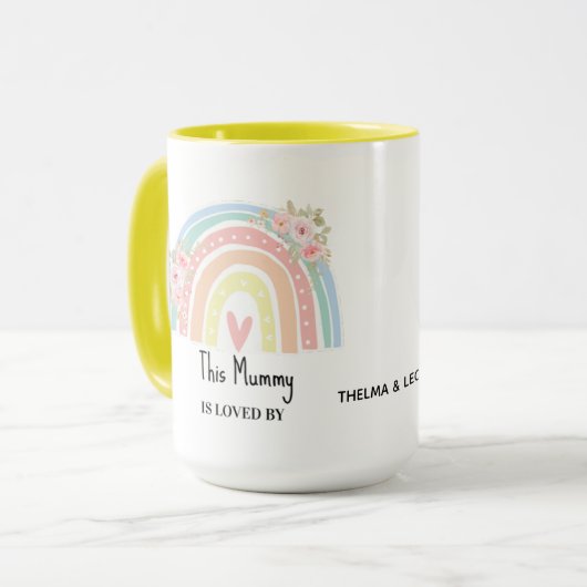 Personalized Mum's Rainbow & Floral Mug Tasse (Vorderseite Links)