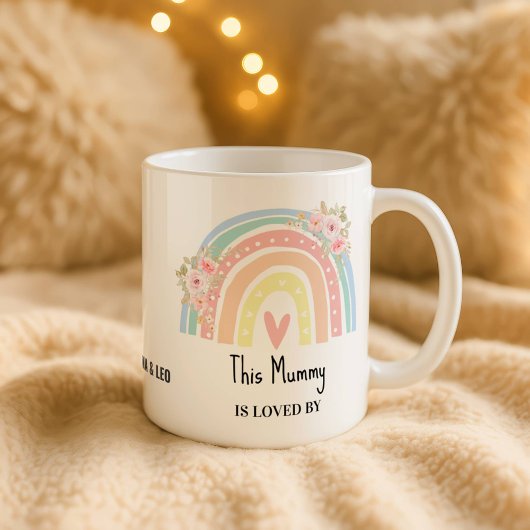 Personalized Mum's Rainbow & Floral Name Mug Kaffeetasse